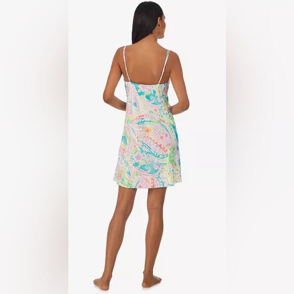 Lauren Ralph Lauren Double Strap V-Neck Chemise Pastel - Picture 2 of 5